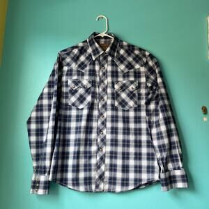 Wrangler Retro Western Plaid Shirt Pearl Snaps Size Medium Women's